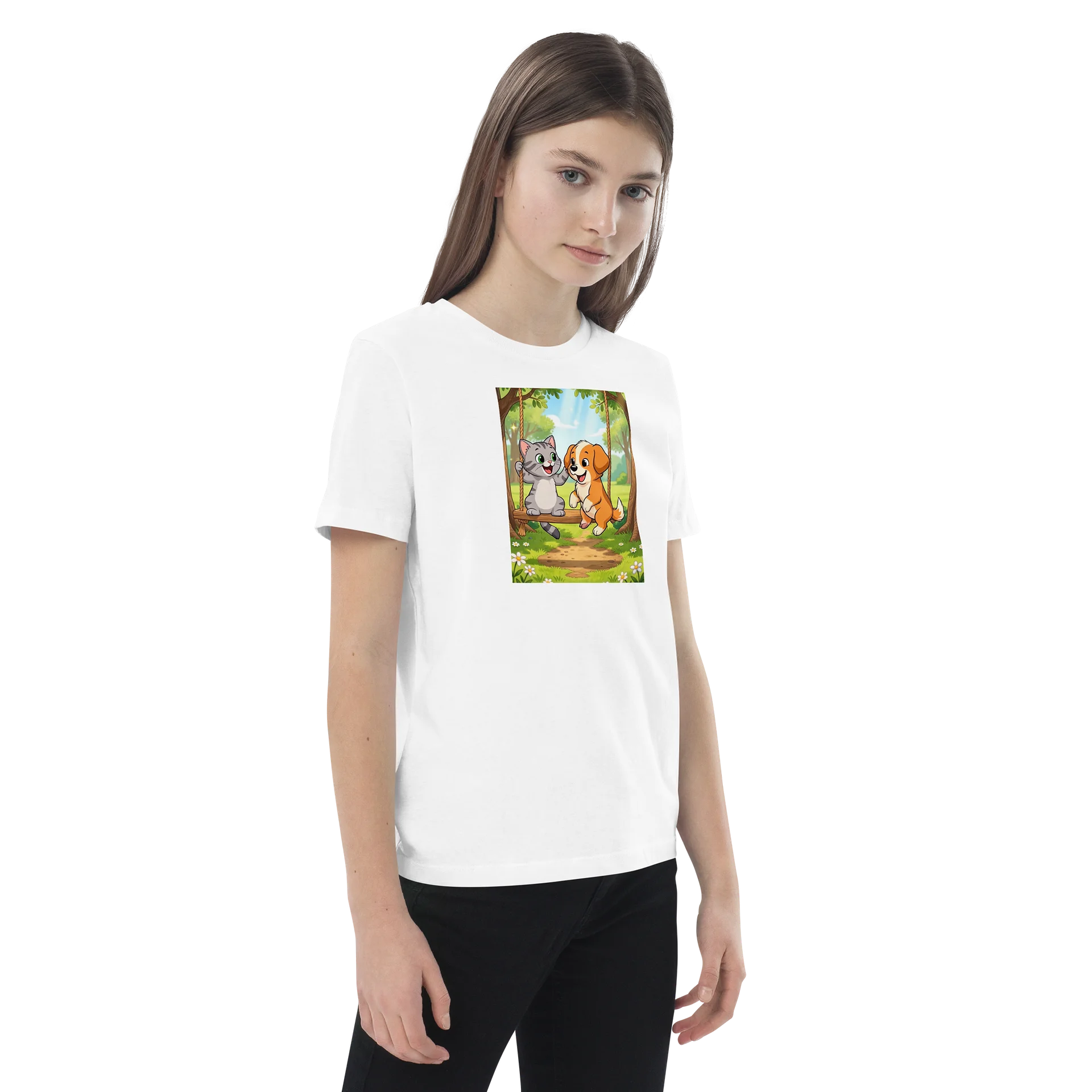 Cat and Puppy Swing Kids Tee product image (3)