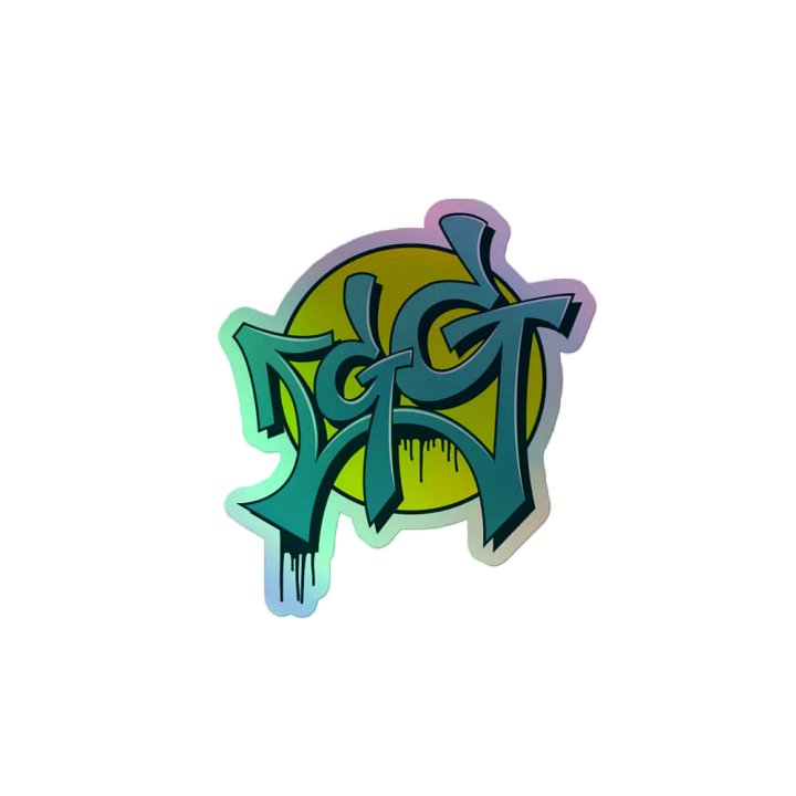 Dynamic Blue Graffiti Holographic Sticker product image (2)