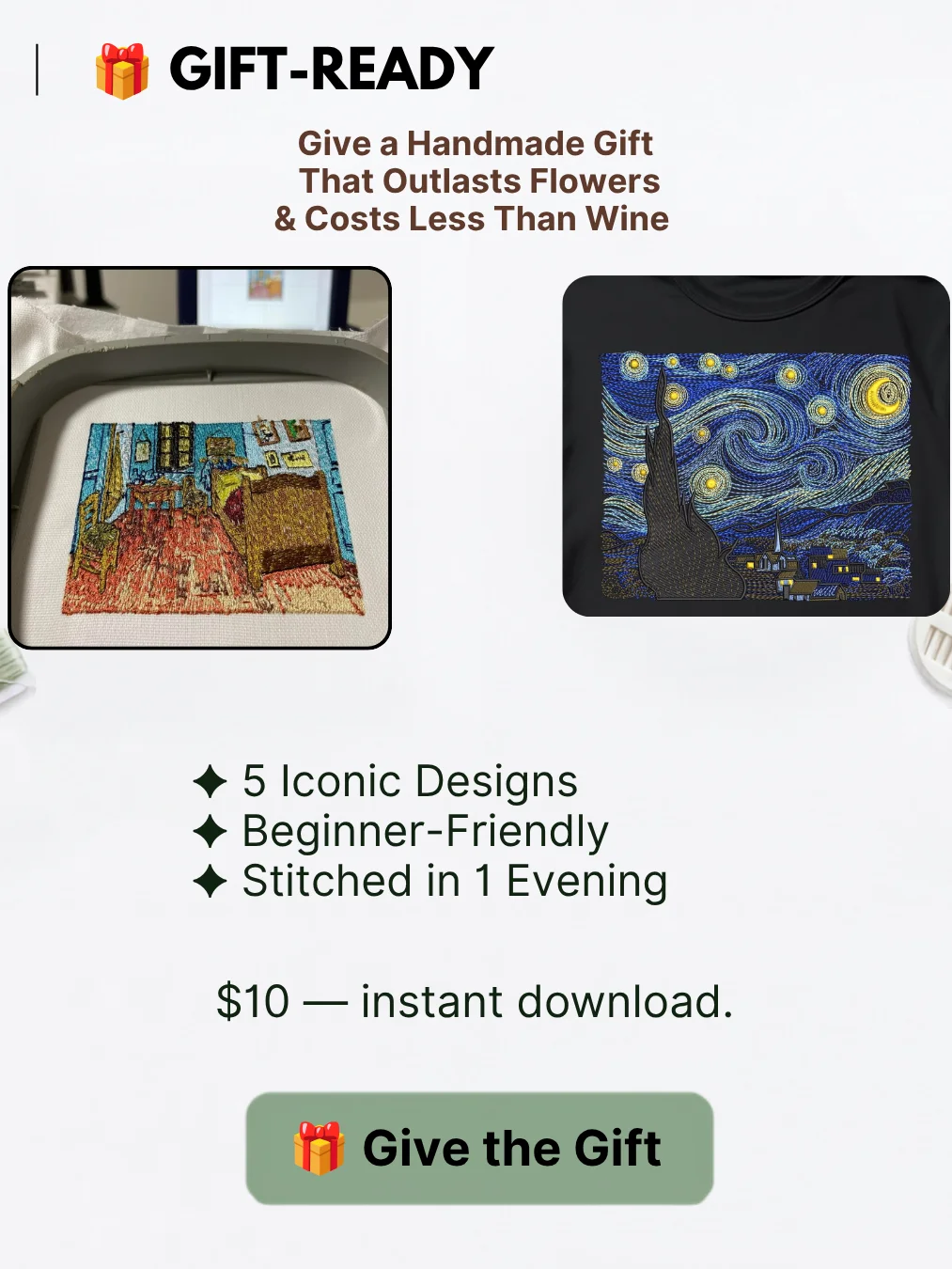 Van Gogh & Fine Art Embroidery Bundle – 5 Iconic Masterpieces | Instant Digital Download product image (9)