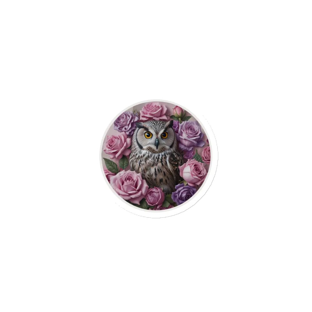 Whimsical Owl and Roses Die-Cut Magnets product image (1)