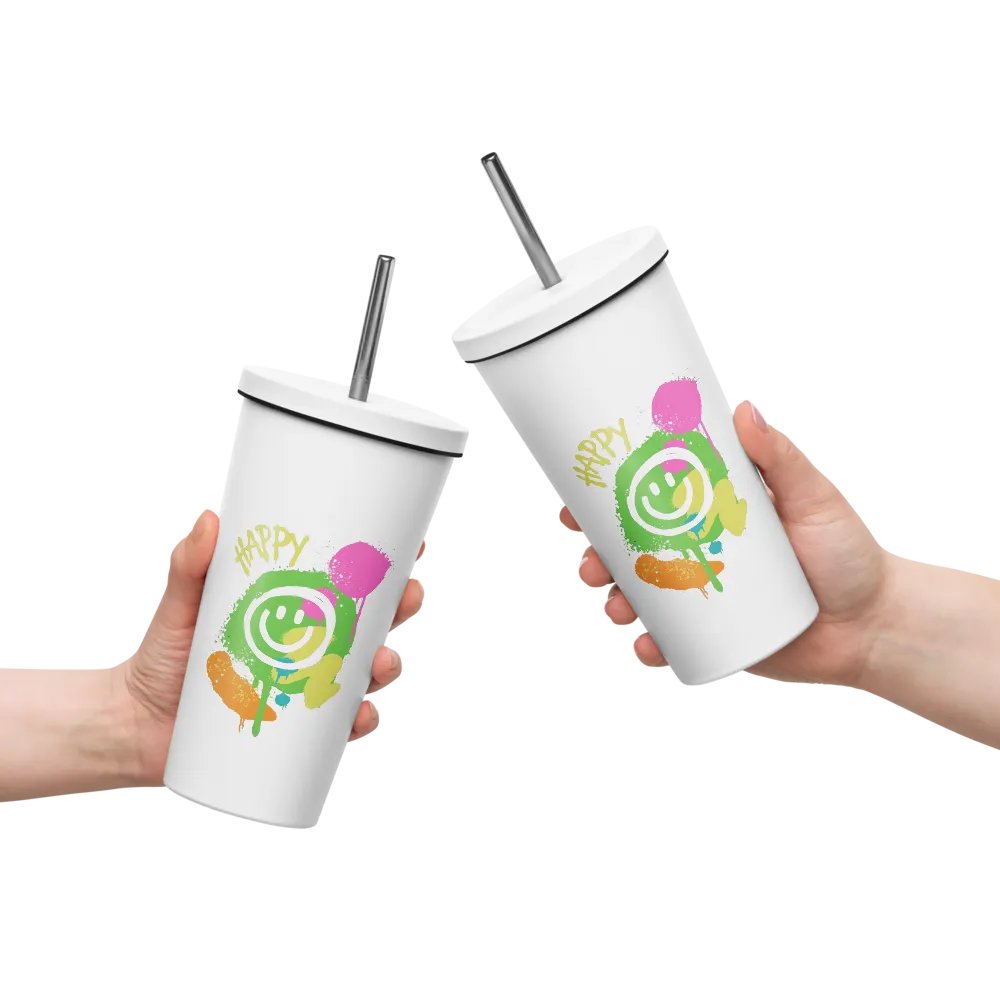 Happy Face: Insulated Cup With Straw product image (10)