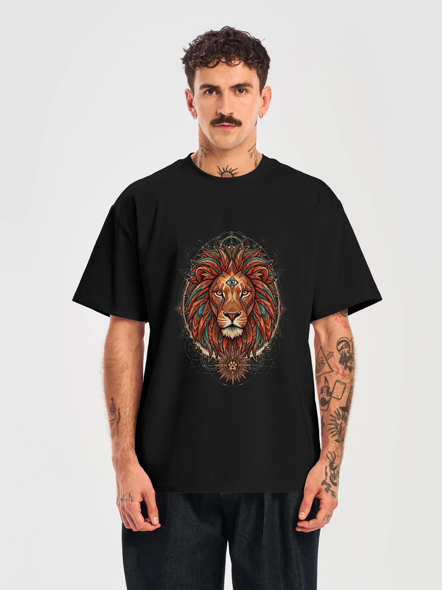 Mystic Third Eye Lion T-Shirt - Geometric Boho Mandala Lion product image (17)