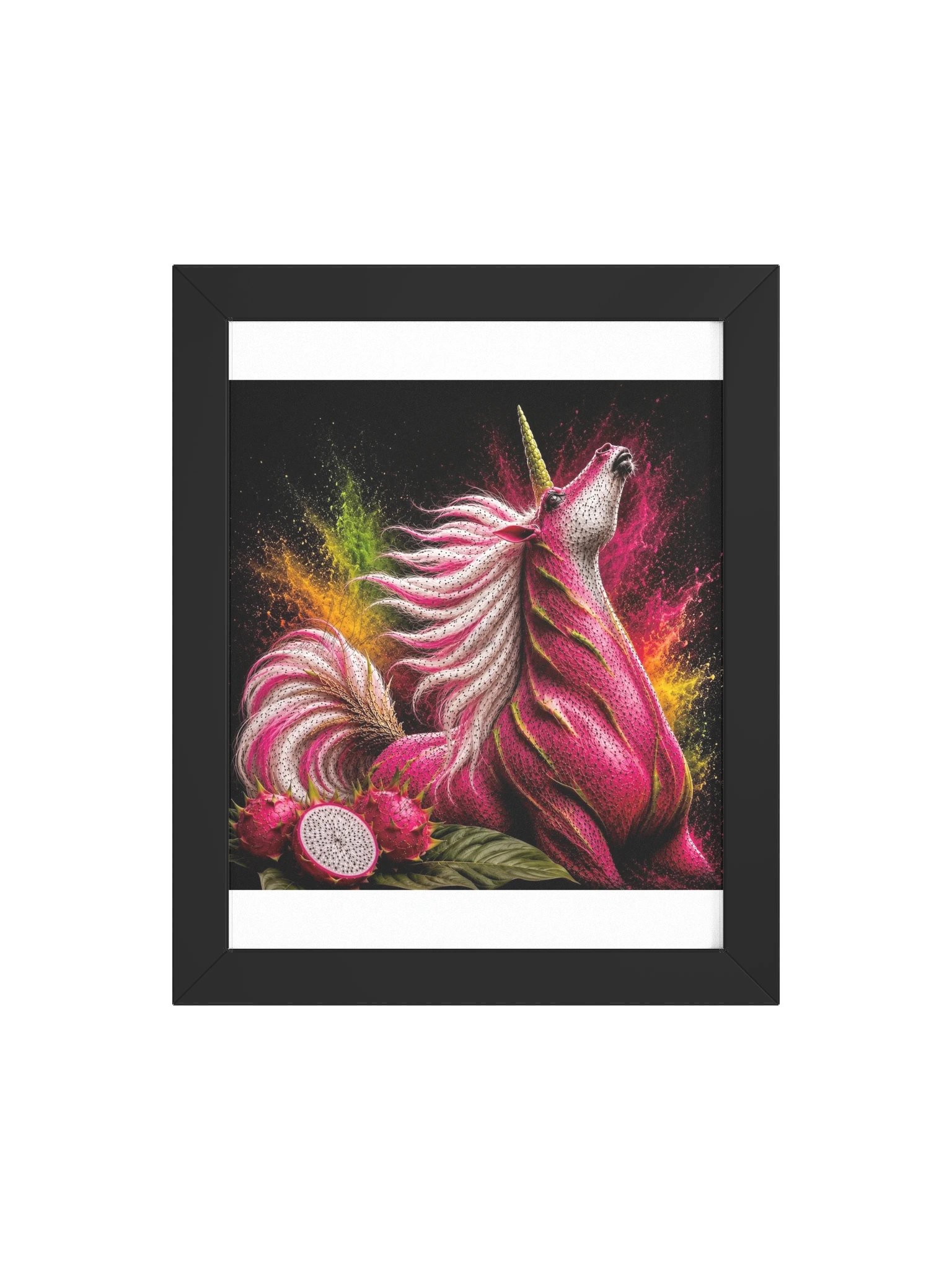 Dragon Fruit Unicorn Black Framed Poster product image (36)