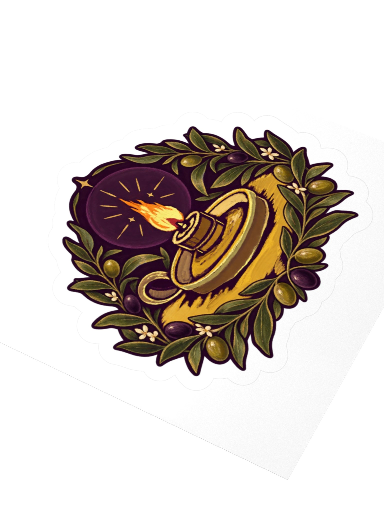 Candle Laurel Emblem Kiss Cut Sticker product image (8)