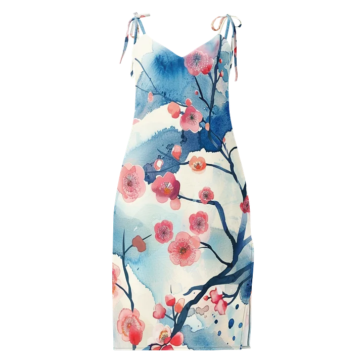 Traditional Japanese Watercolor Slip Dress - Pink Plum Blossom Apparel product image (1)