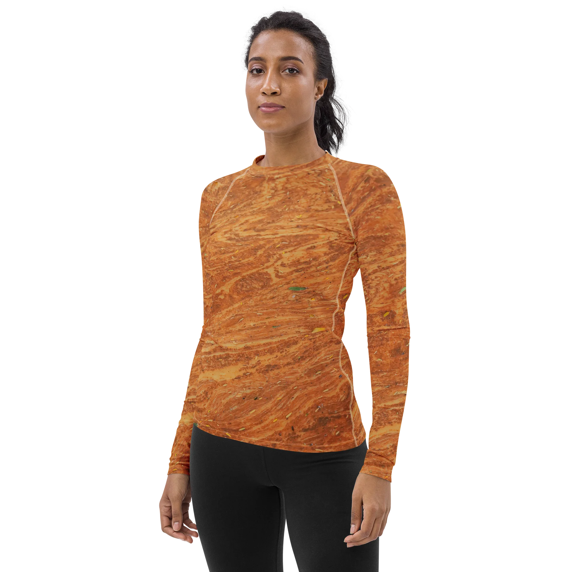 Terracotta Tea Women's All-Over Print Warm Clay Rash Guard product image (3)