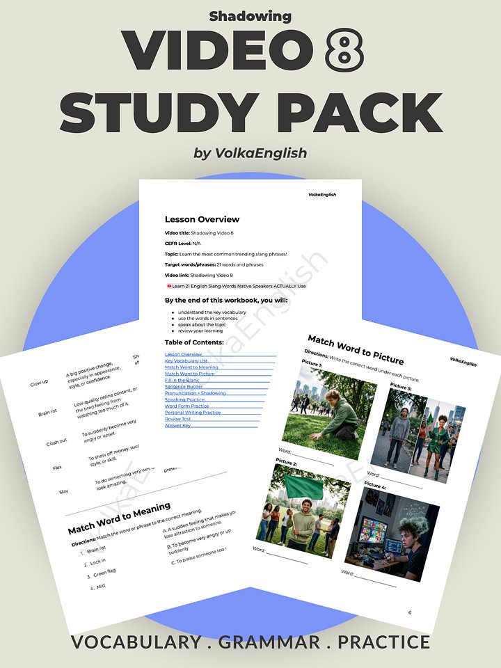 Shadowing Video 8 Study Pack product image (1)
