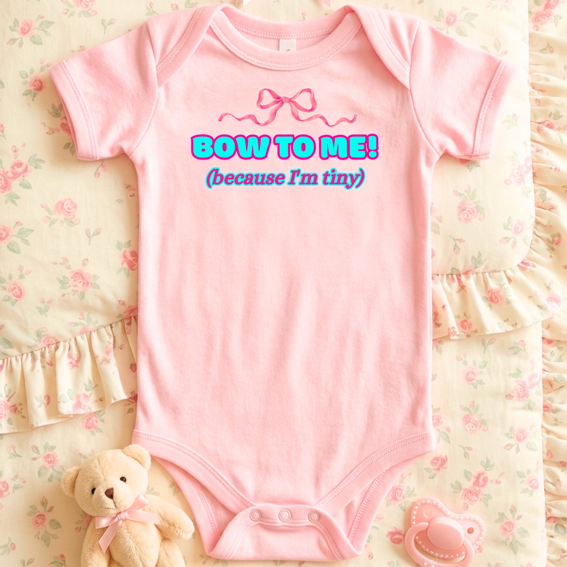 BOW TO ME (because I'm tiny)🩷Super Soft🪽Onesie🩷 product image (1)