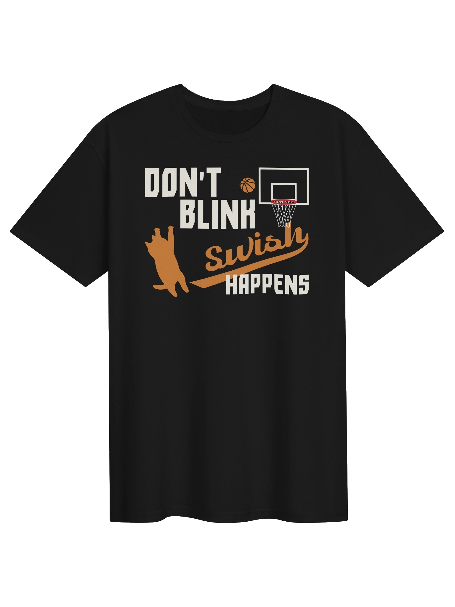 Basketball Cat (DON'T BLINK, Swish HAPPENS) - Unisex Adult Super Soft Lightweight T-shirt product image (1)