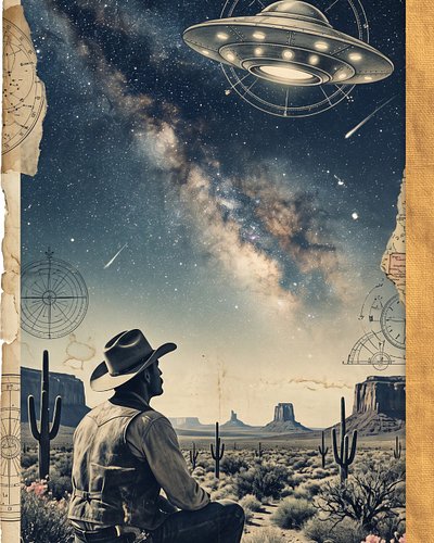 Some cowboys don't just watch the horizon.
They watch what's above it. 🛸🌵

Out here, the desert holds secrets the maps never ...