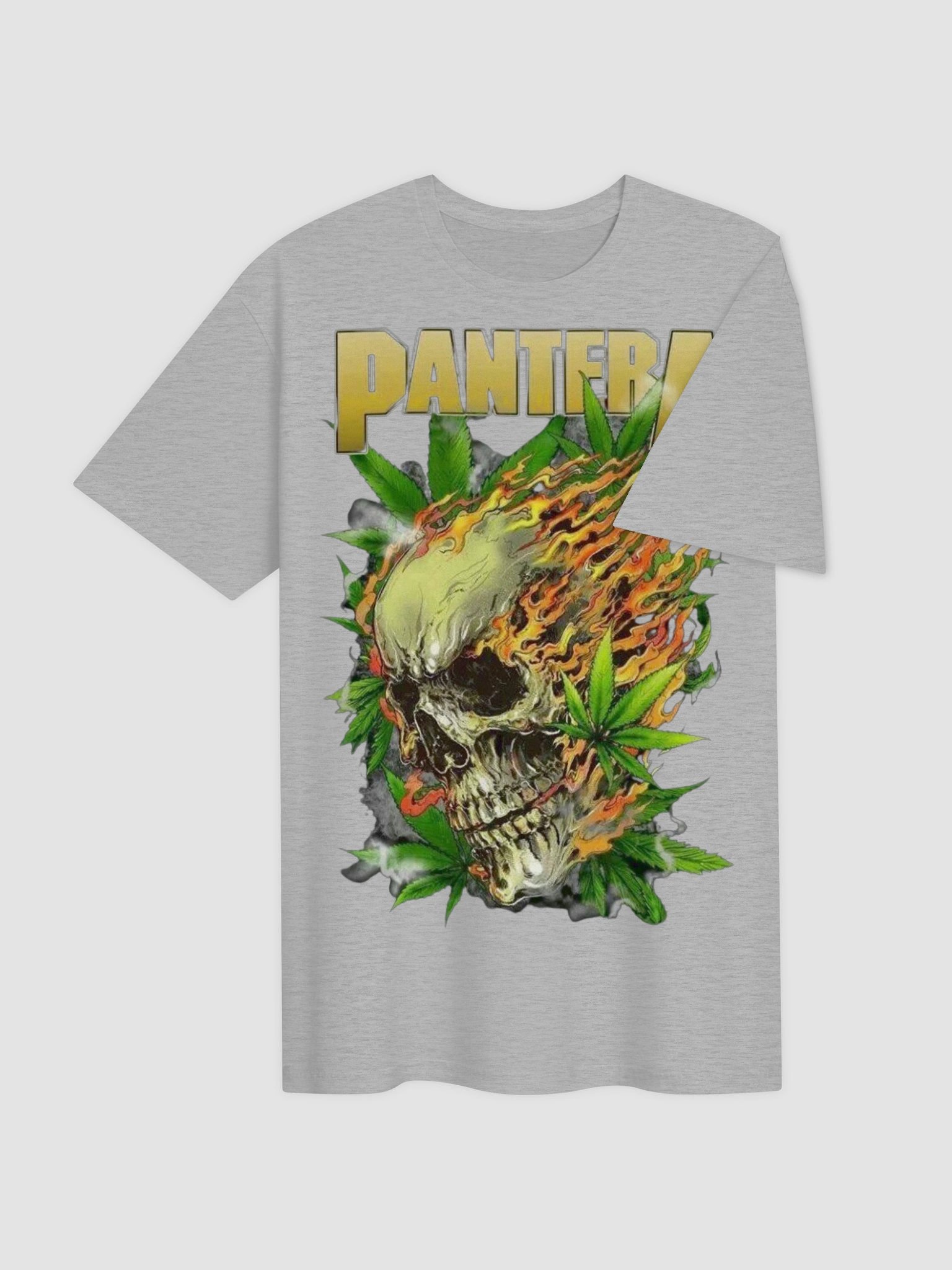 Pantera T-Shirt - Flaming Skull & Cannabis Leaf Stoner Metal product image (3)