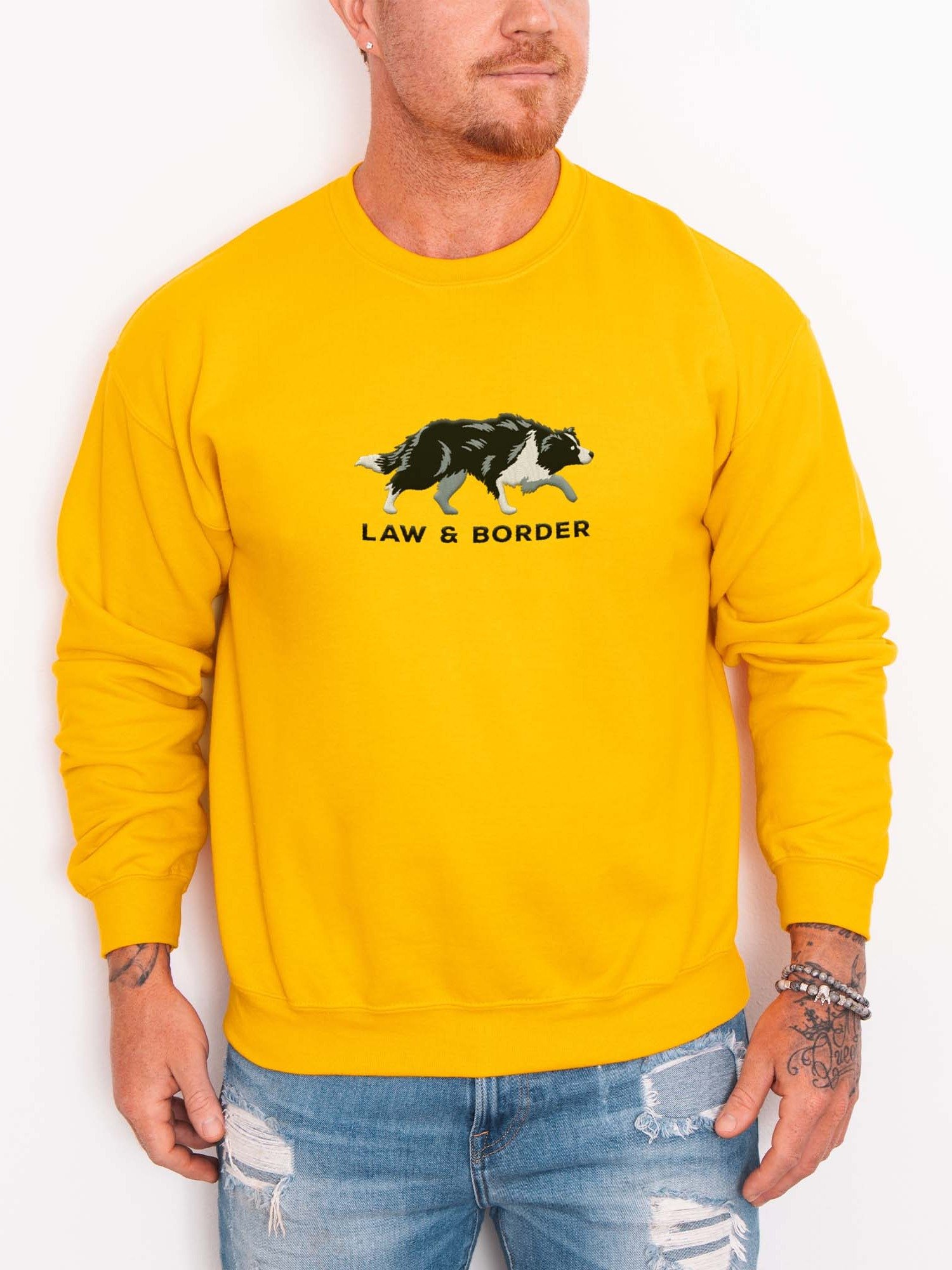 Border Patrol Sweatshirt (Embroidered) of a Border Collie(Tricolor) product image (2)