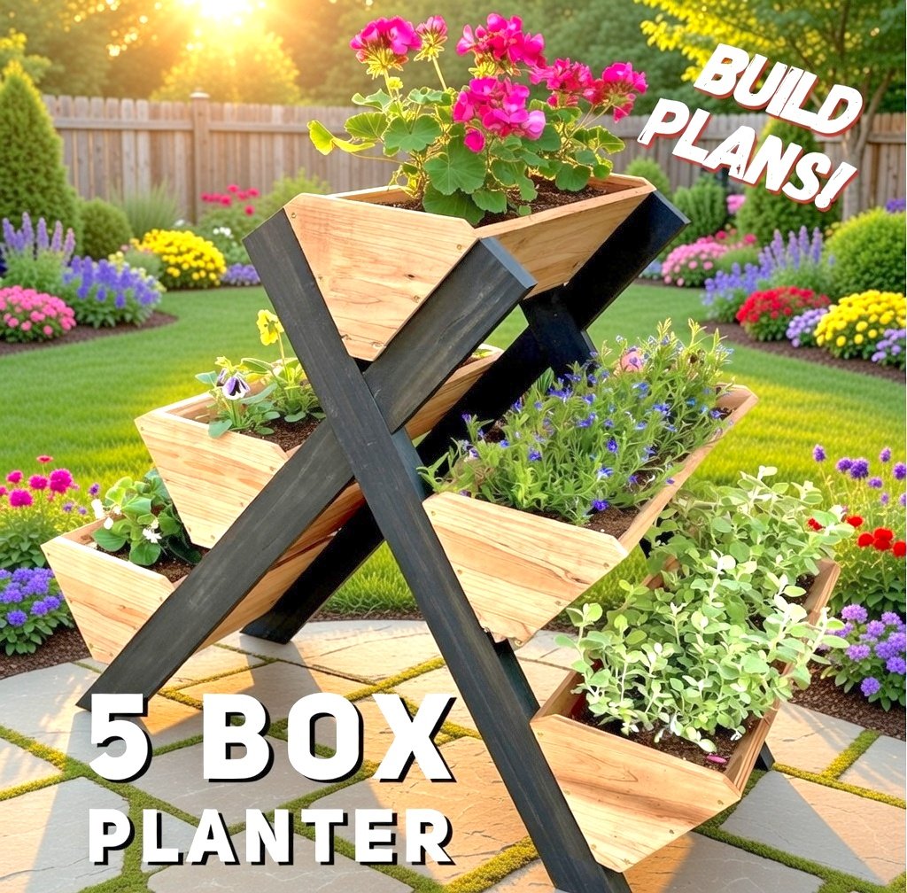5 Box Tier Planter DIGITAL Plans product image (1)