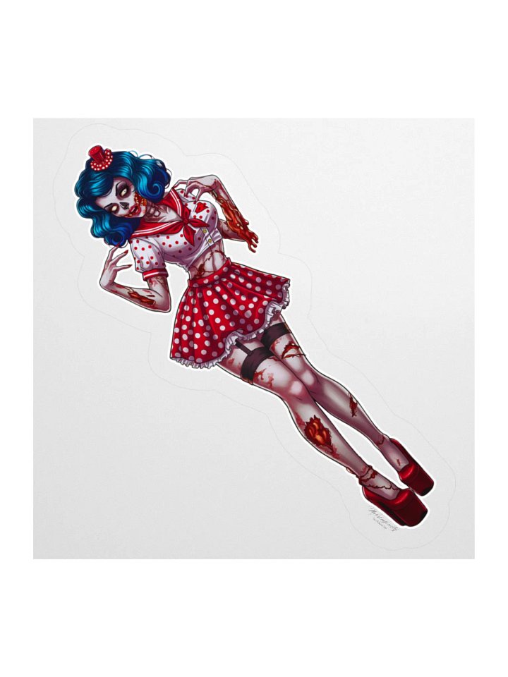 V3 Zombie Pinup Kiss Cut Stickers (Clear Edge) product image (3)