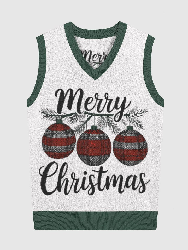 Simple Yet Expressive Merry Christmas Knitted V-Neck Vest product image (3)