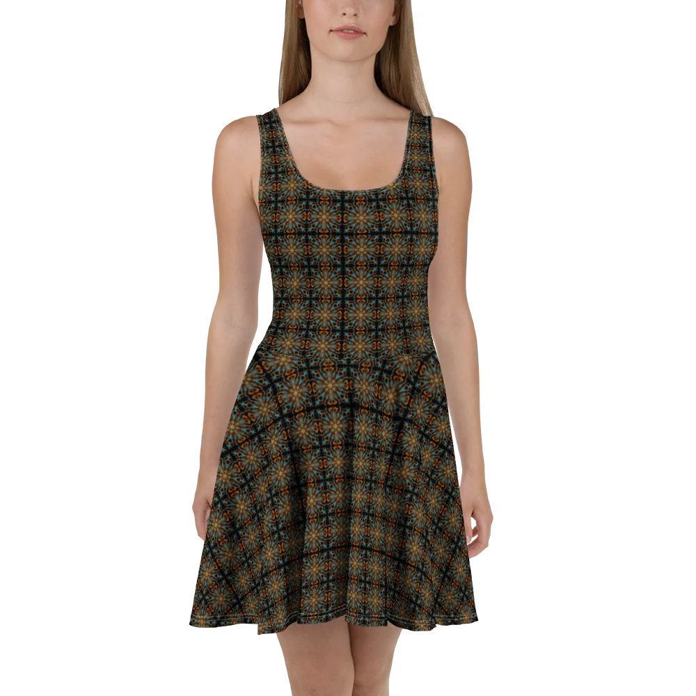 Sunset Kaleidoscope Skater Dress (Black) product image (3)