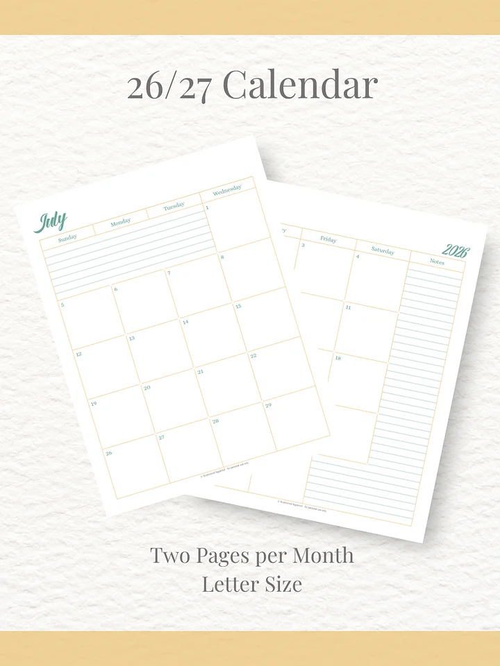 Sunshine Skies - 26/27 Calendar - 2 Pages per Month - Letter Size product image (1)