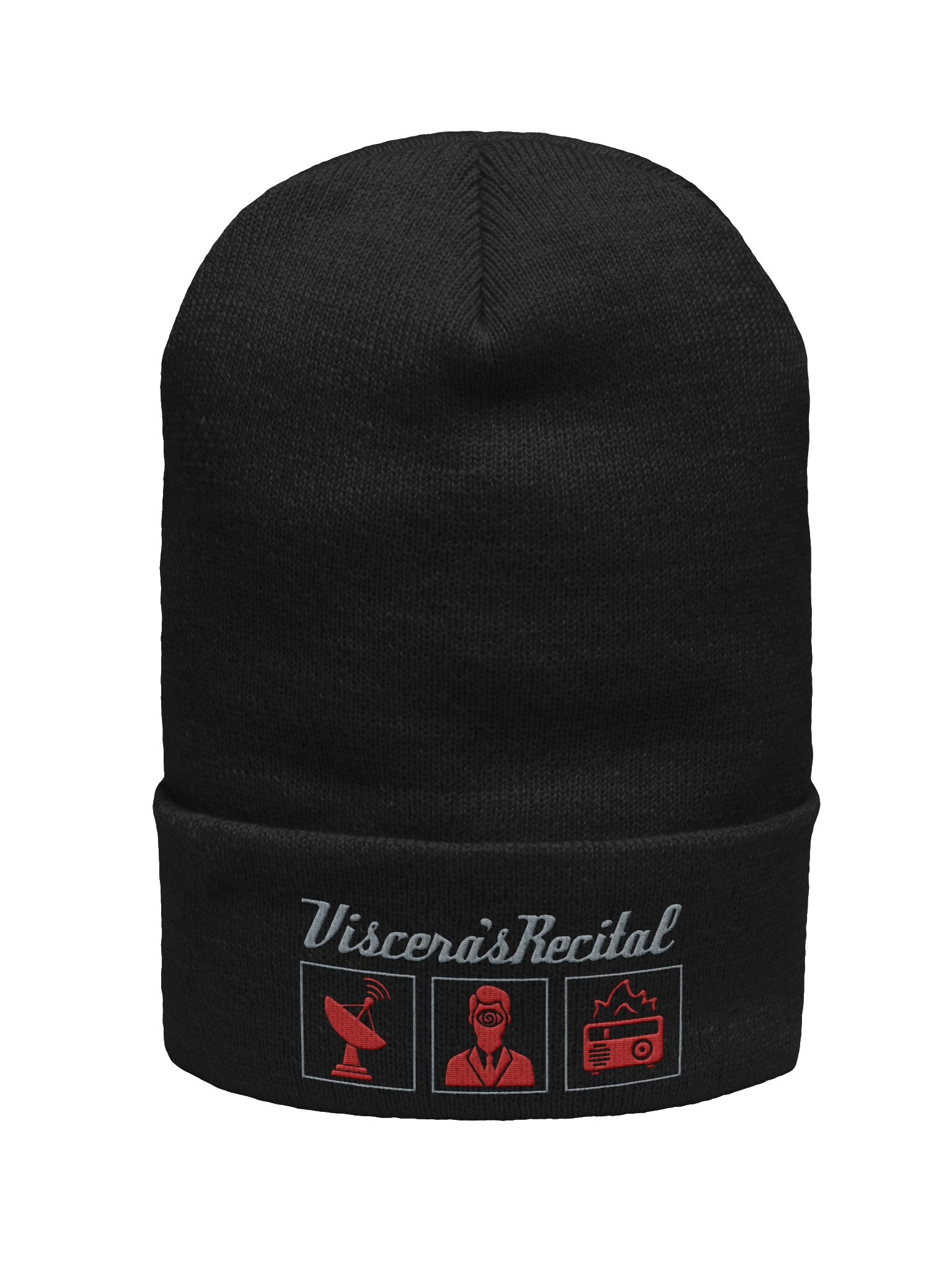 Viscera's Recital Embroidered Beanie - Grey & Red product image (1)