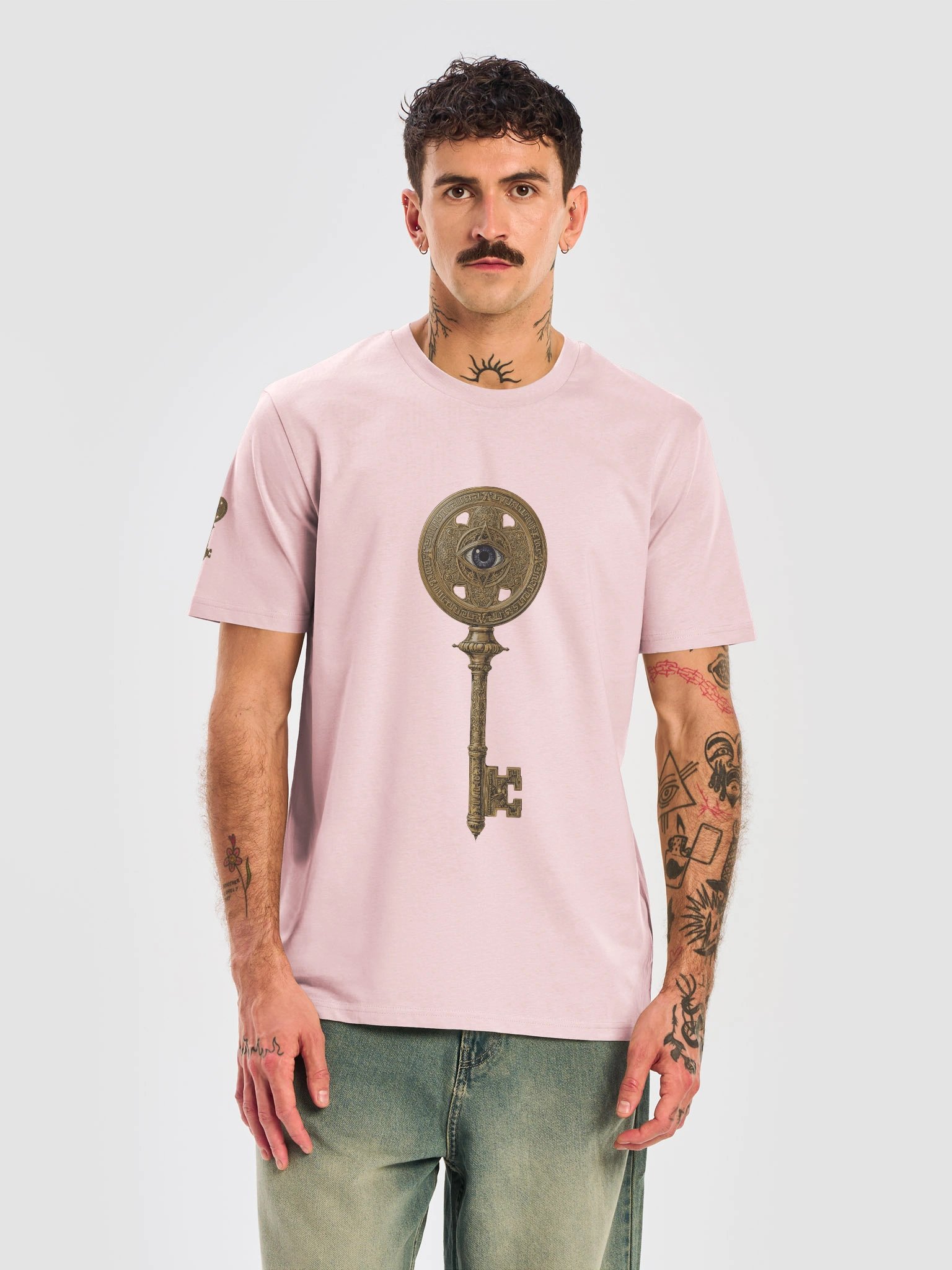 The Gatekeeper’s Key – Cotton Pink Sigil Edition (Front + Right Shoulder Print) product image (5)