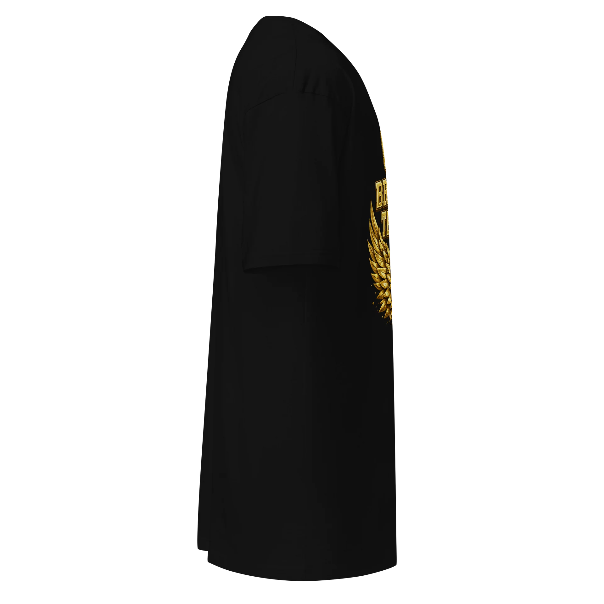 God Brought Me Through It Black Tee — Gold Wings Edition product image (4)