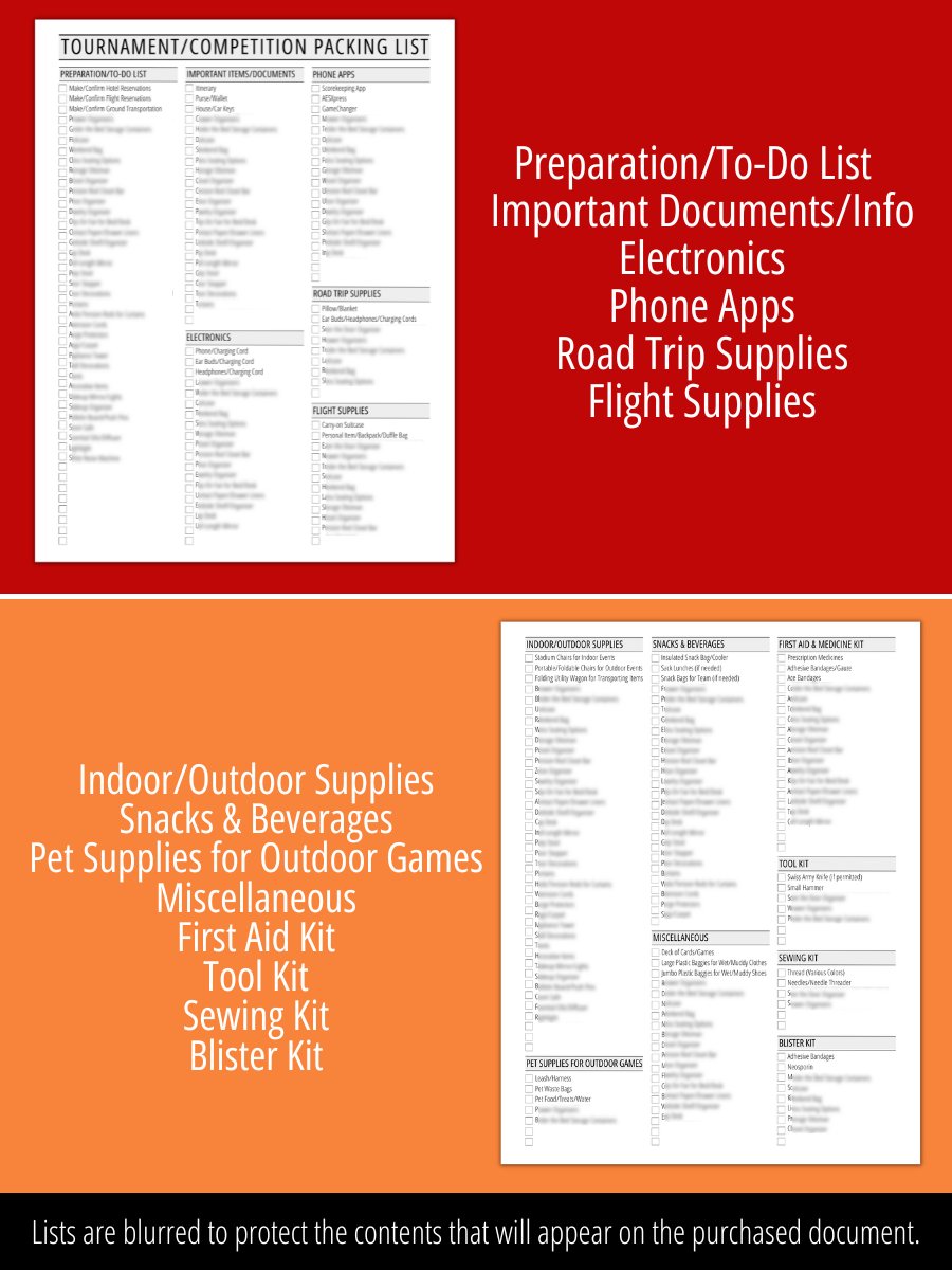 Sports Packing List - Tournaments, Games & Competitions product image (2)