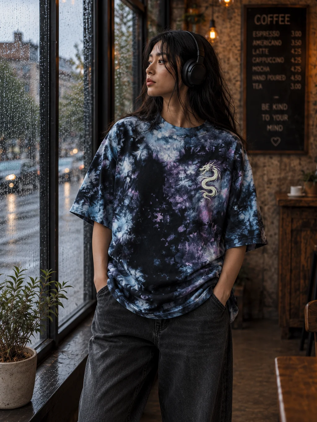 Embroidered Dragon Oversized Tie-Dye T-Shirt | Shaka Wear Heavyweight Tee product image (3)
