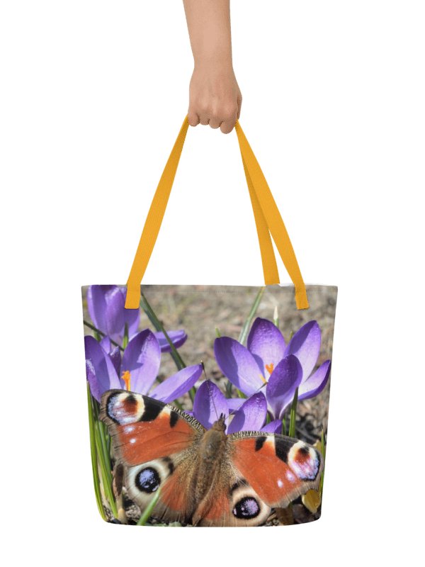 Large tote bag - Butterfly on crocus flowers product image (1)