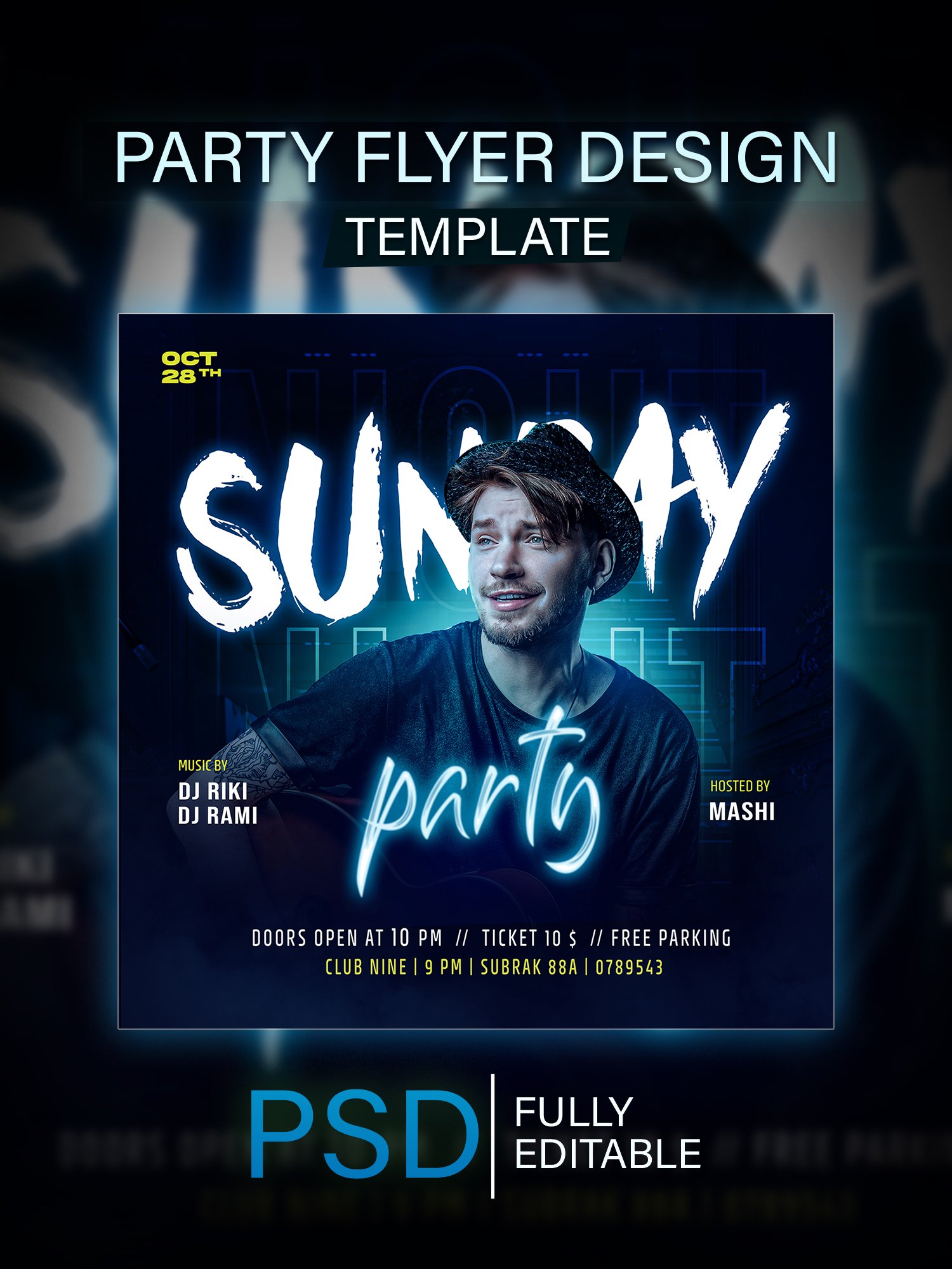 Sunday Night Vibes Party Flyer PSD Template product image (1)