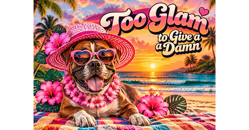 boxer dog on the beach with sunglasses tshirt