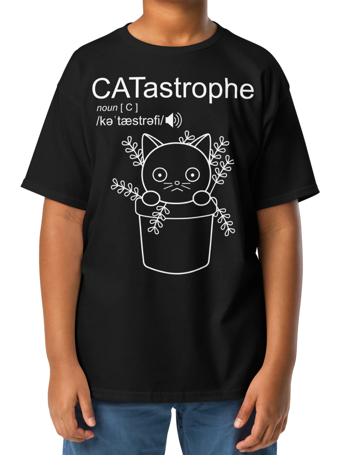 CATastrophe (Cat in Plant Pot) - Unisex Youth Heavyweight T-shirt product image (6)