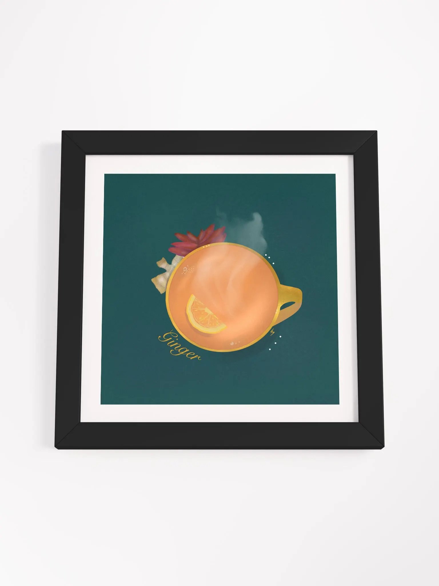 Ginger Herbal Tea Framed Poster - Green product image (4)