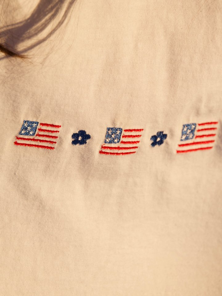 American Flag Flower Embroidered Tee product image (2)