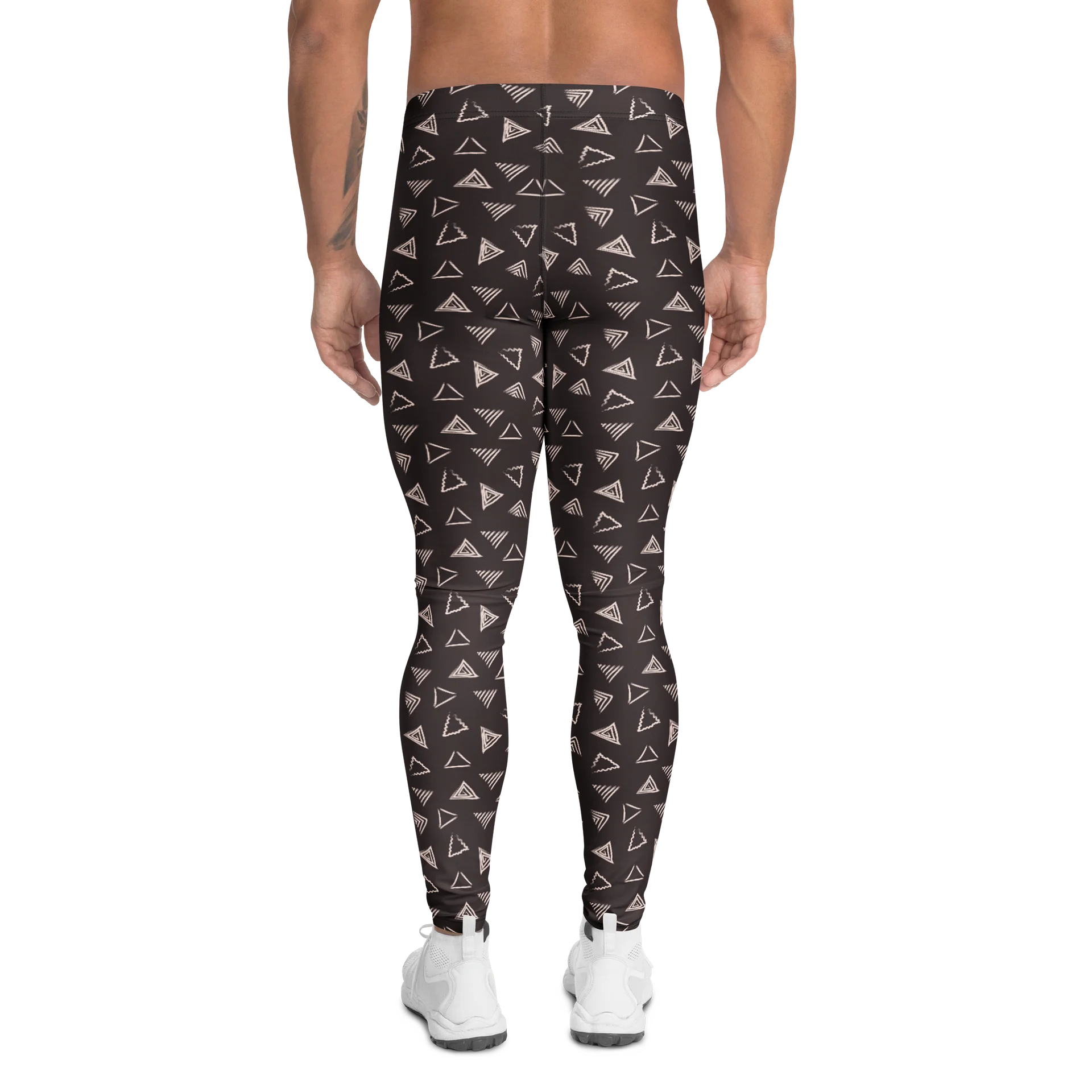 Bold Brown Triangles Print Men's Leggings product image (2)