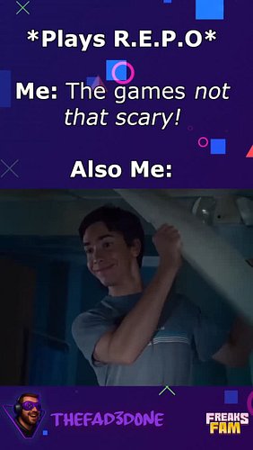 Me whenever I play #repo or to be fair....any game 😅 
#freaksfam #gamingmemes #repogame #twitchstreamer