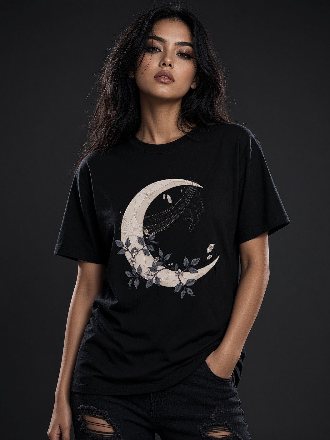 The Veiled Crescent // Botanical Lunar Heavyweight Tee product image (1)