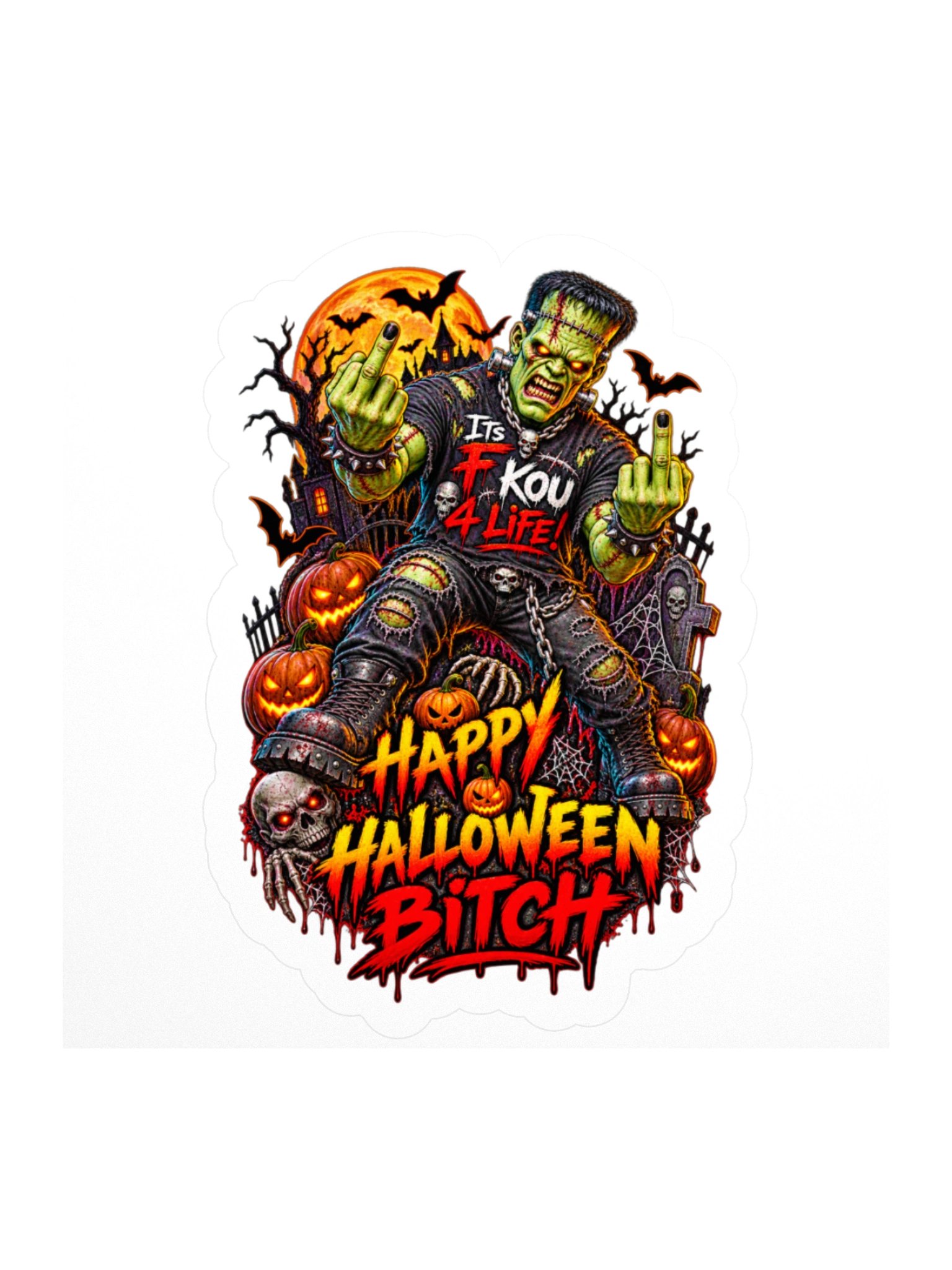 Frankenstein Its F KOU 4 Life 3" x 3" sticker product image (1)