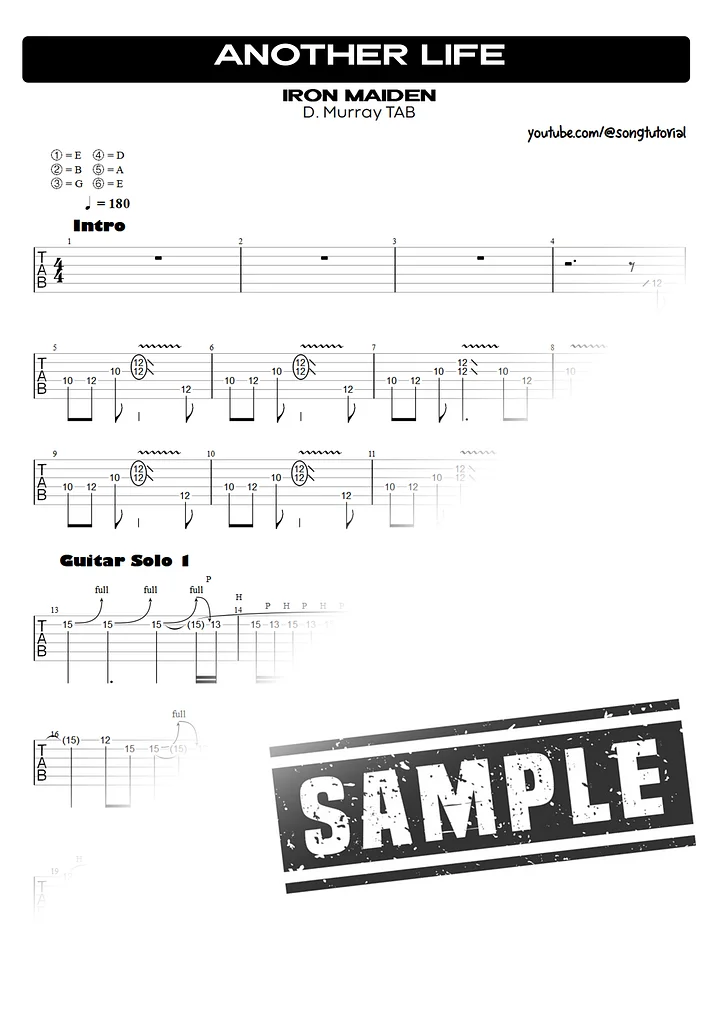 Another Life | PDF Tab + Guitar Pro | Iron Maiden product image (2)