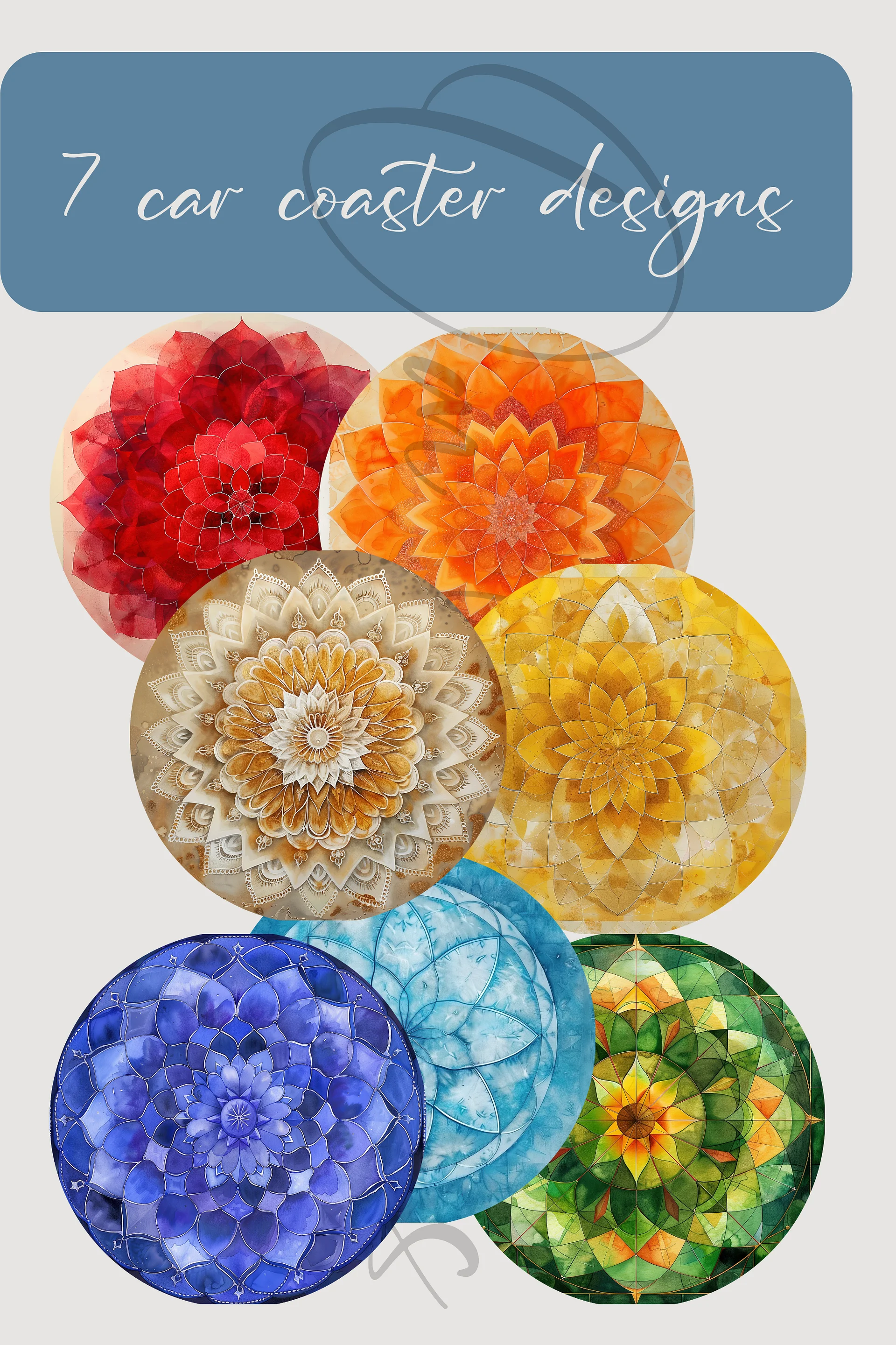 Free car coasters sublimation design, round png with transparent background product image (1)