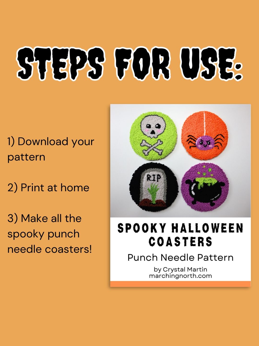 Spooky Halloween Punch Needle Coasters Pattern (Digital PDF Pattern) product image (4)