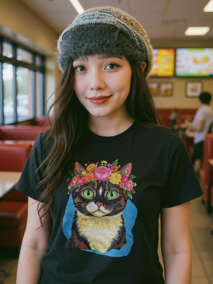"Boho Flower Cat" t-shirt product image (1)