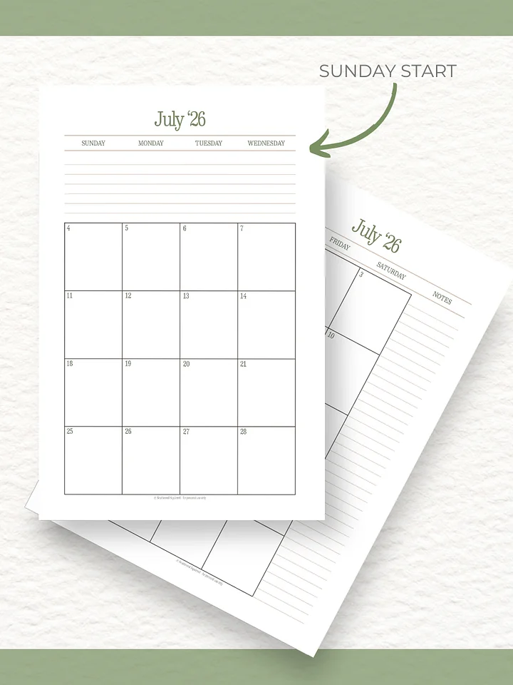 Forest Simplicty - 26/27 Calendar - 2 Pages per Month - Half Letter Size product image (2)