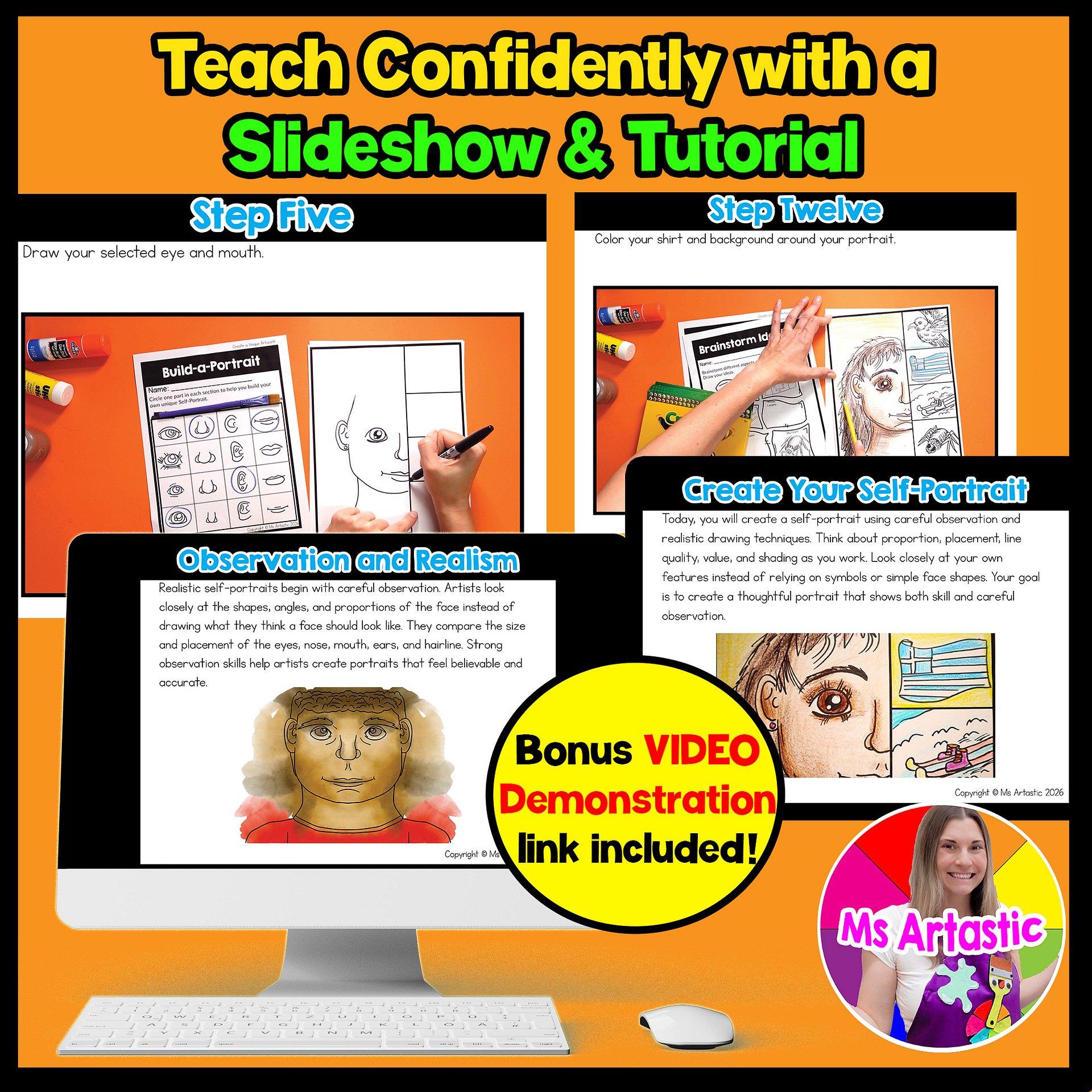 5th Grade Art About Me Grade 5 Self Portrait Identity Back to School Art Lesson product image (2)