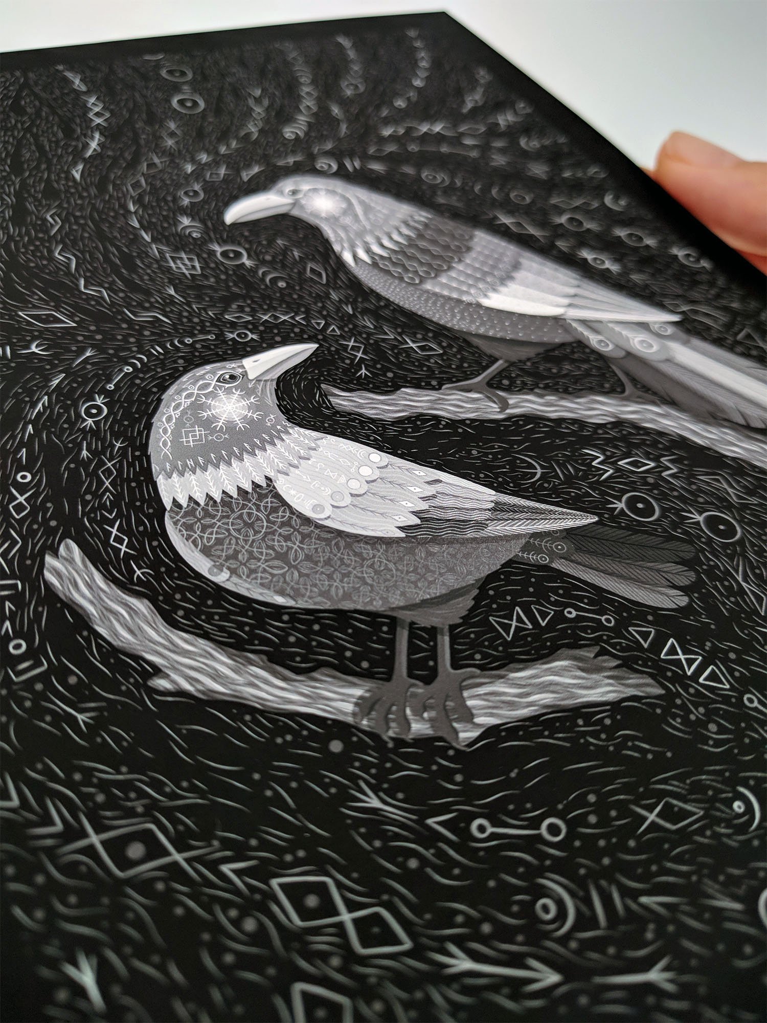 Odin's Raven Huginn & Muninn - Bird Art Print product image (3)