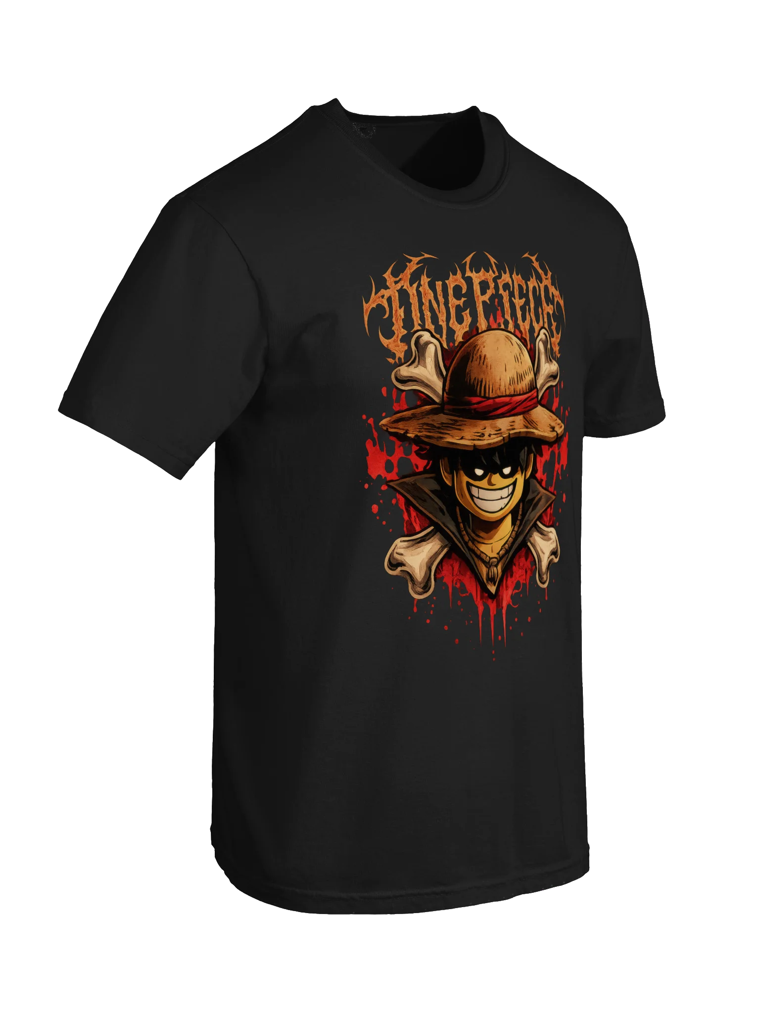 Luffy with his classic straw Lego-Style Graphic Tee product image (6)