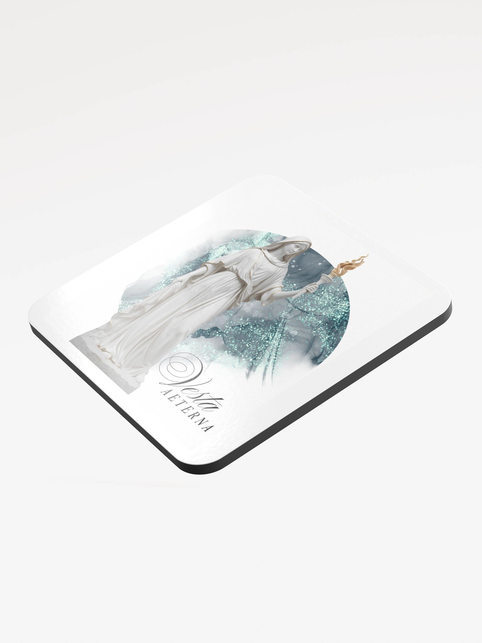 Vesta Glossy Cork Coaster (cyan / turquoise) product image (3)