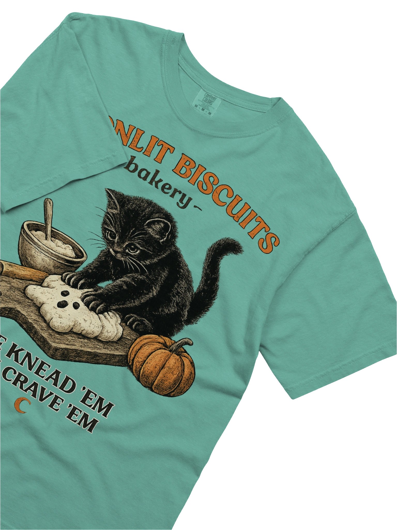 Moonlit Biscuits Cat T-Shirt | Cozy Black Cat Bakery product image (11)