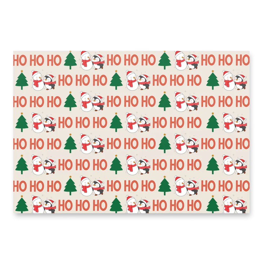 Christmas Cheer Wrapping Paper Set (3 Sheets) - Holiday Icons, Snowmen & Penguins, Festive Dots product image (2)