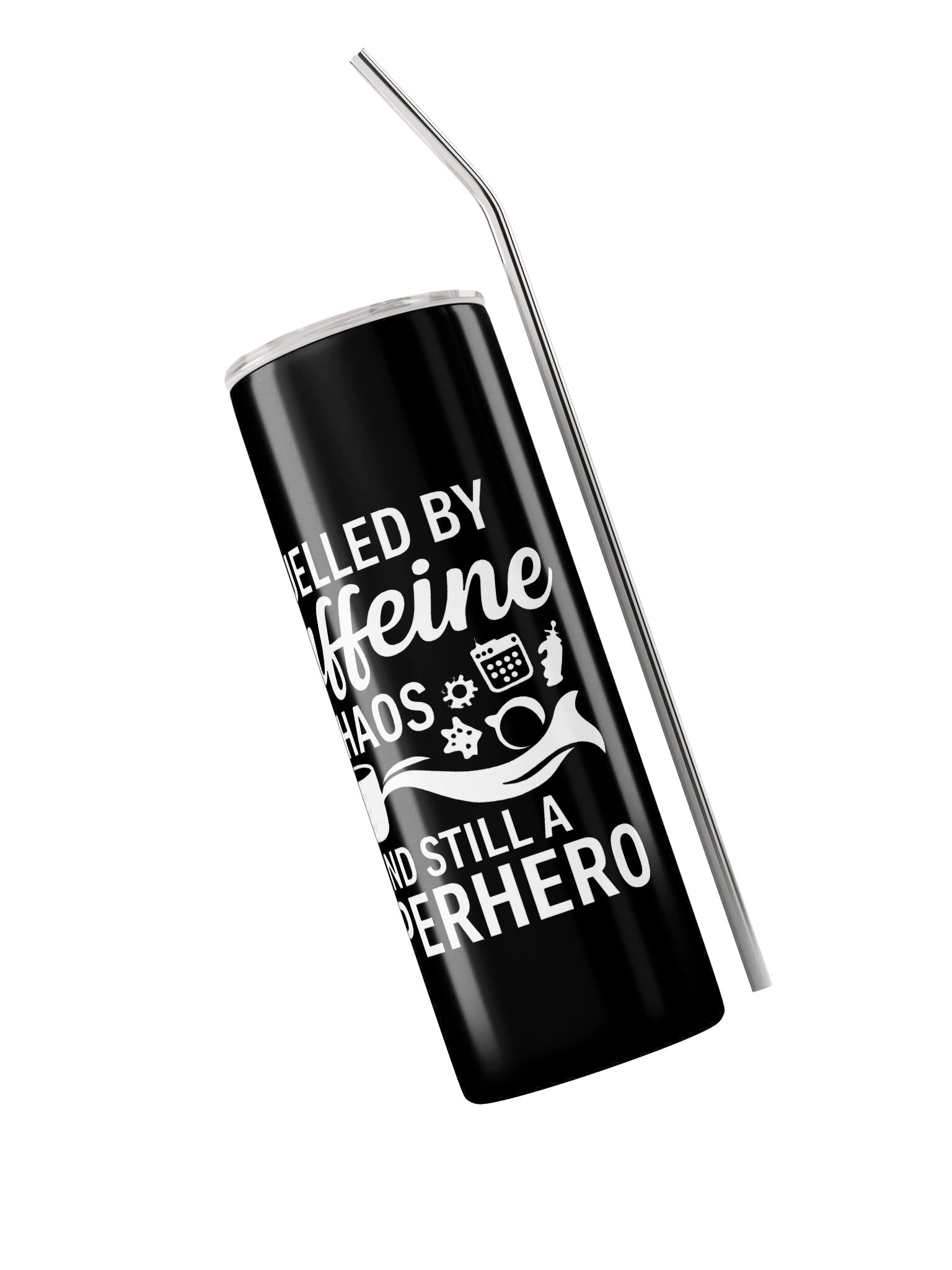 Fueled by Caffeine & Chaos — Superhero Tumbler product image (3)