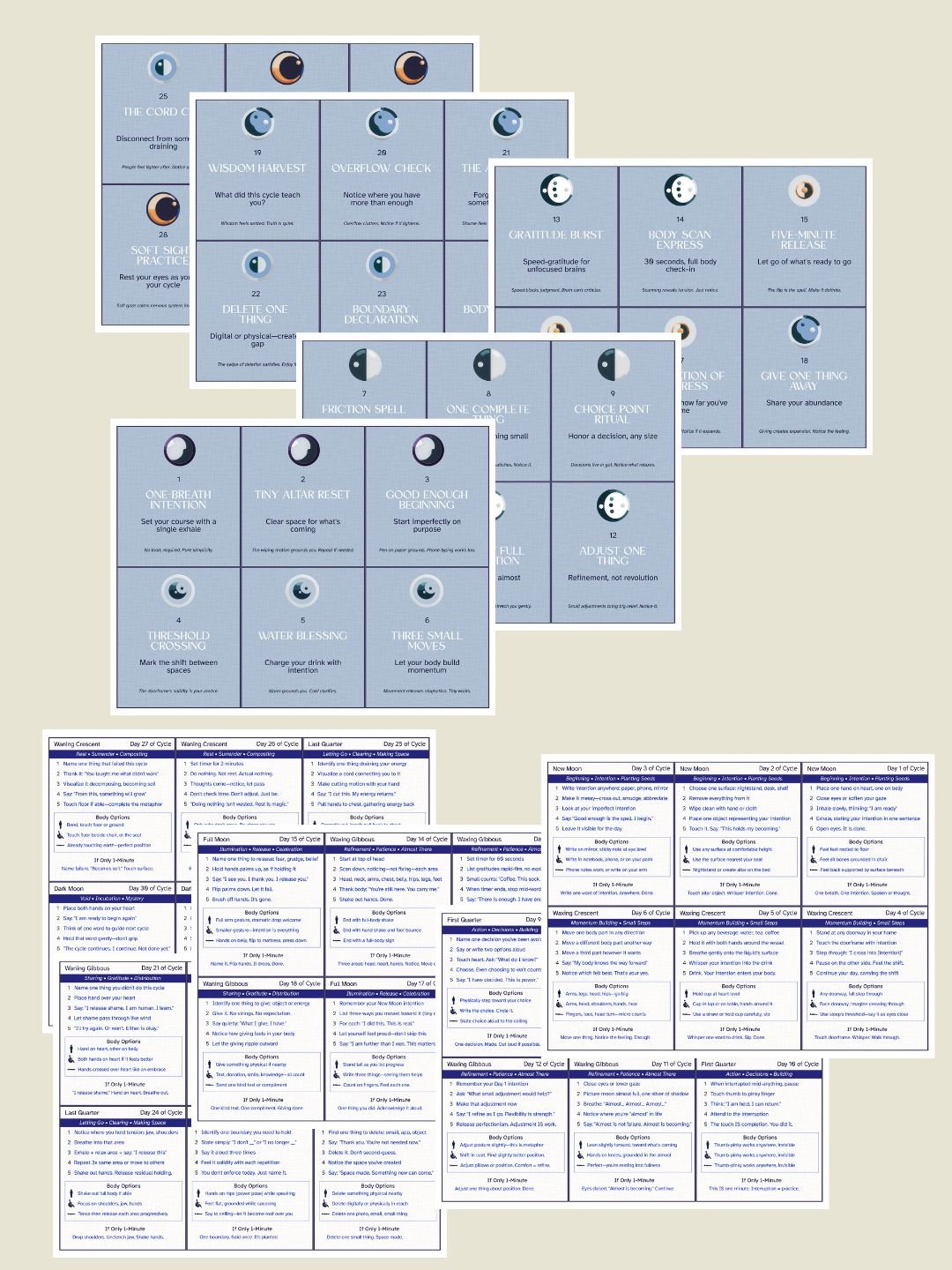 Moon Ritual Cards Printable | 30 Quick Practices for Every Body | ADHD Witch | Neurodivergent Friendly product image (10)