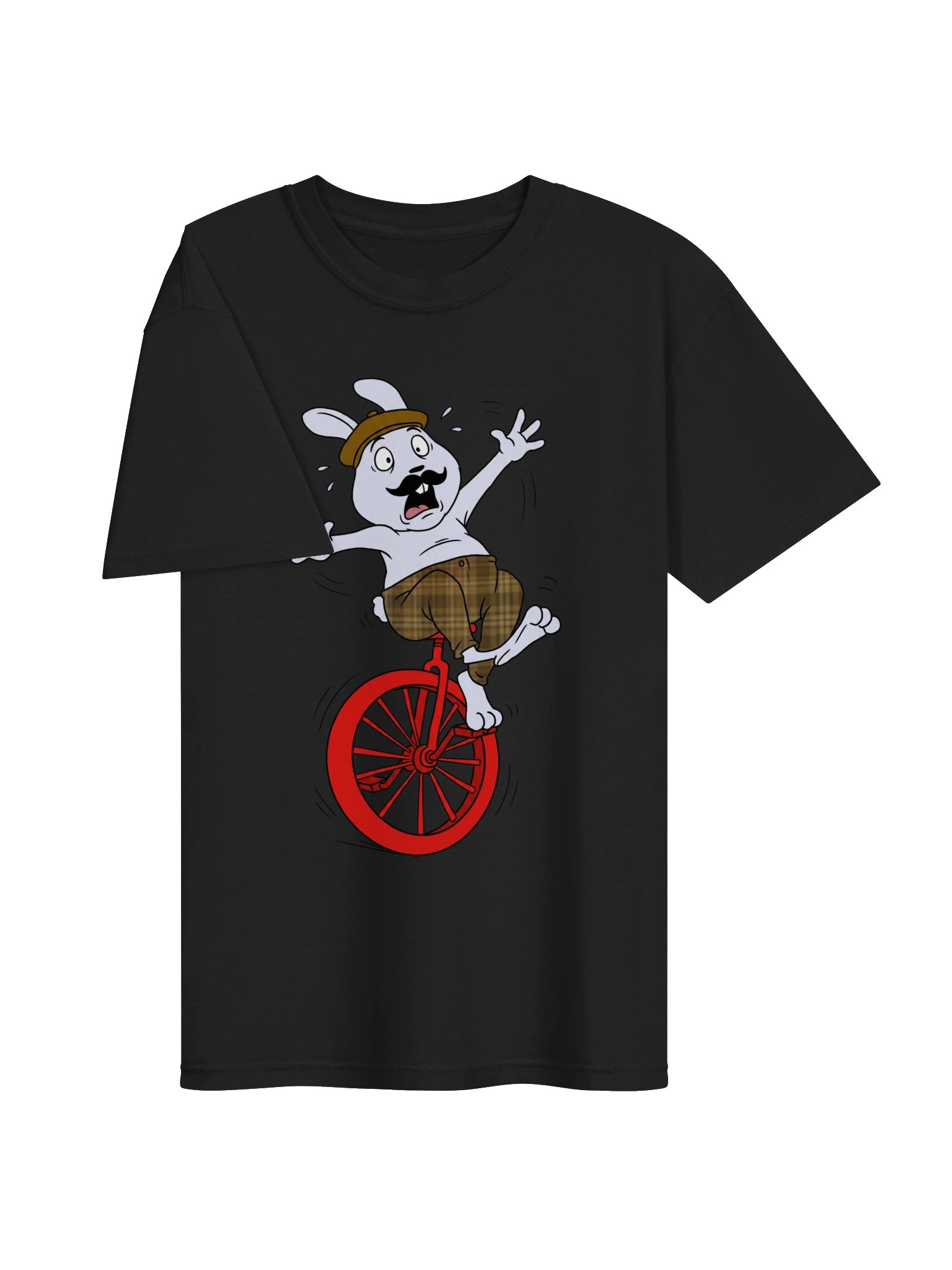 Wobbly Unicycle Bunny T-Shirt – Funny Panic Mode Unisex Tee product image (42)